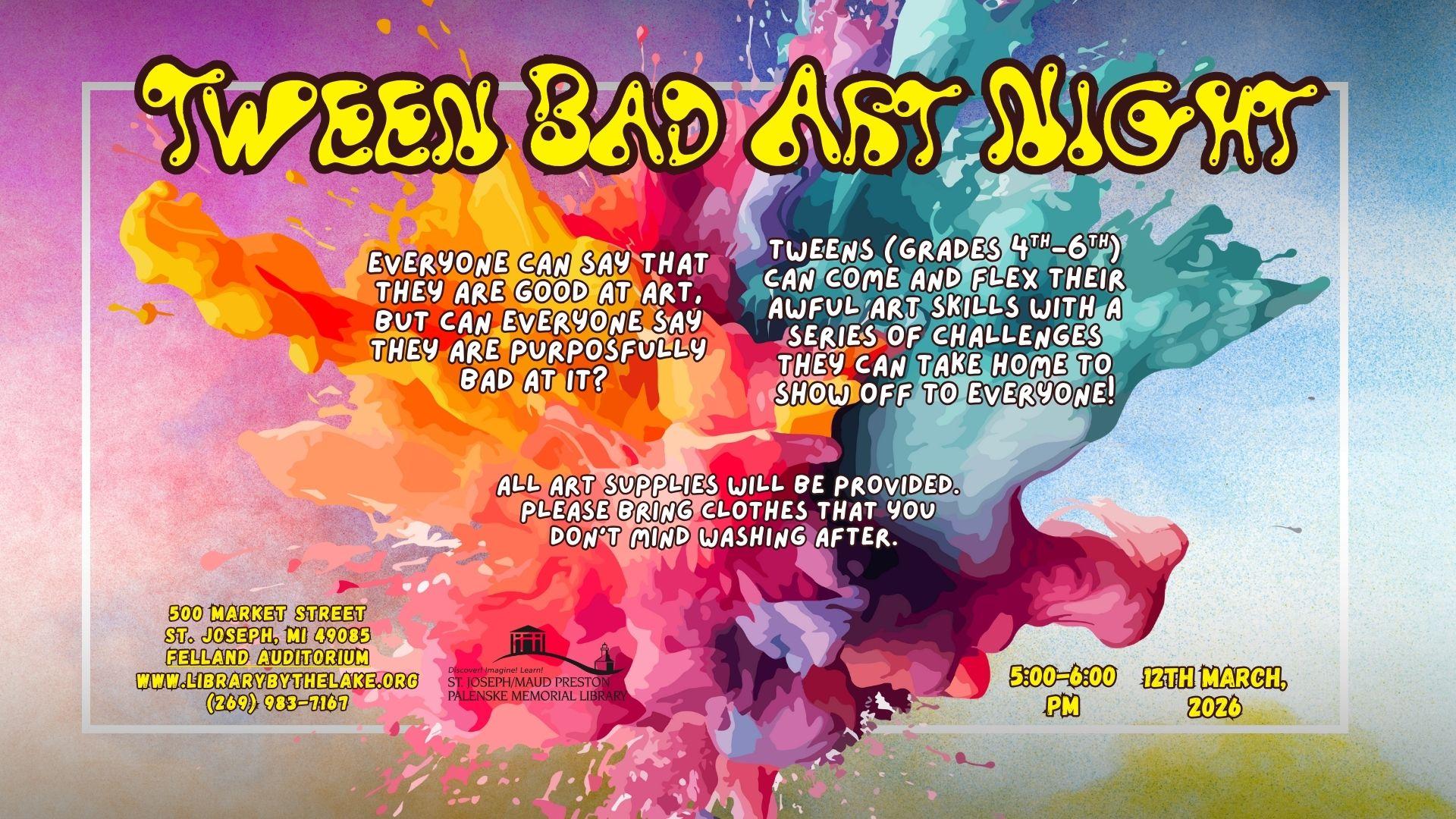 Everyone can say they are good at art, but can everyone say they are purposefully bad at it? Come and flex your awful art skills with a series of challenges you can take home to show off to everyon...